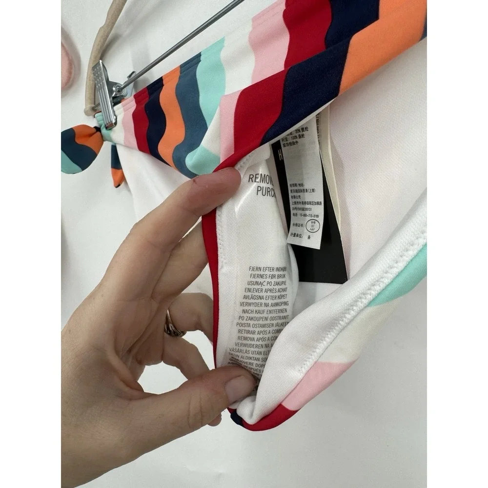 Hollister Striped Bikini Set‎ Women L/S Colorful Beach NEW Coastal Preppy Summer